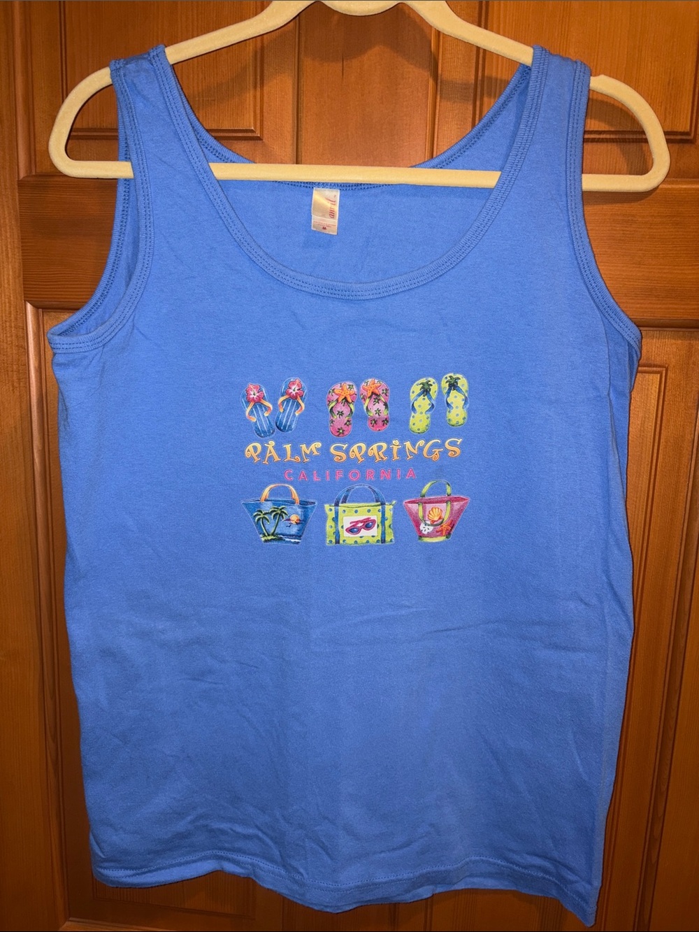 Anvil Blue Palm Springs Graphic Tank Top